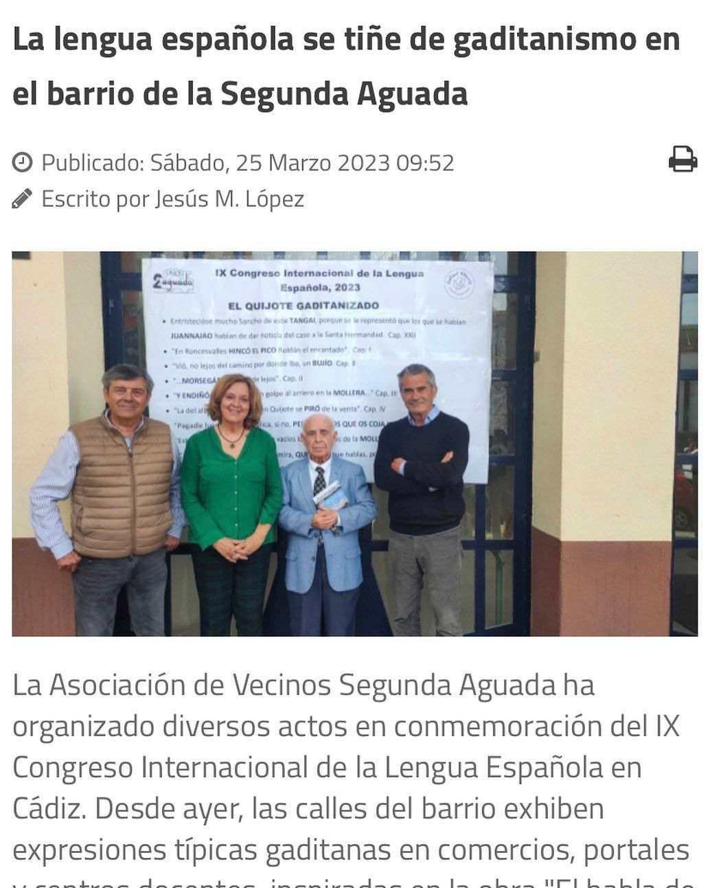 La lengua española se tiñe de gaditanismo en el barrio de la Segunda Aguada