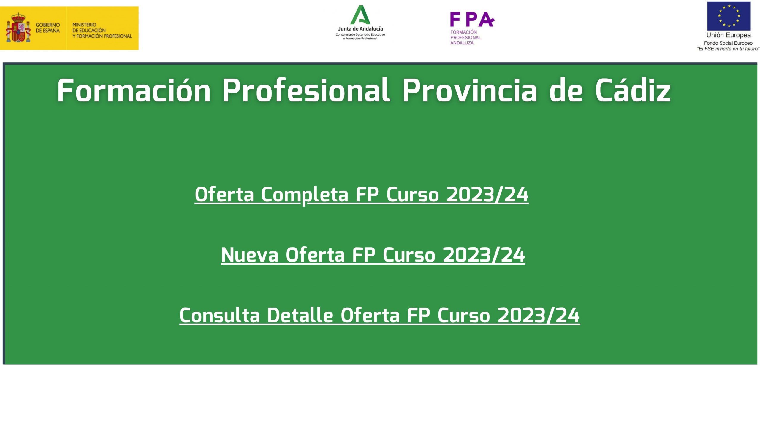 Ofertas de Ciclos formativos en la provincia de Cádiz